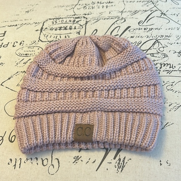 C.C Cable Knit Beanie Ribbed Knitted Winter Hat Slouchy Fit Pink Womens OS - Picture 5 of 9